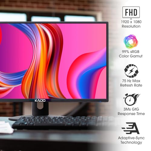Image of Kado 2-Pack Dual 24 inch Flat Screen 1920x1080 75Hz FHD Computer Monitor