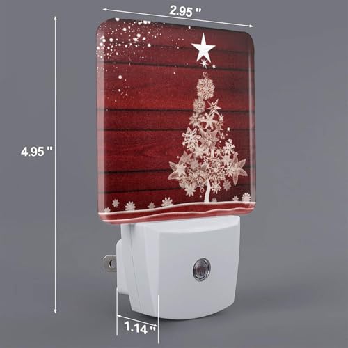 Image of Christmas Tree Night Light Set of 2 Auto Sensor LED Dusk-to-Dawn Nightlights Plug-in Sensor Lamp for Bedroom Bathroom Kitchen Hallway Stairs Decorative