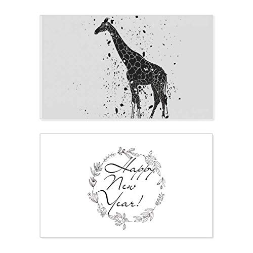 Tarjeta conmemorativa de año nuevo con jirafa, felicitación de diseño gris