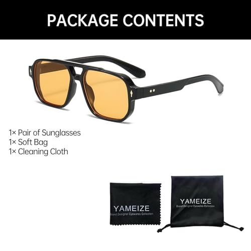 YAMEIZE Retro Pilot Double Bridge Rectangle - Sunglasses for Women Men Classic Style Square Vintage Eyewear UV400 Protection Driving Outdoor - Image 5