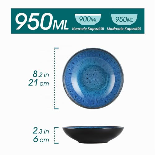 vancasso Kombiservice Steinzeug, BUBBLE 4 teiliges Suppenteller aus Steingut, Tellerset 950ml, für 4 Personen – Ansicht 2