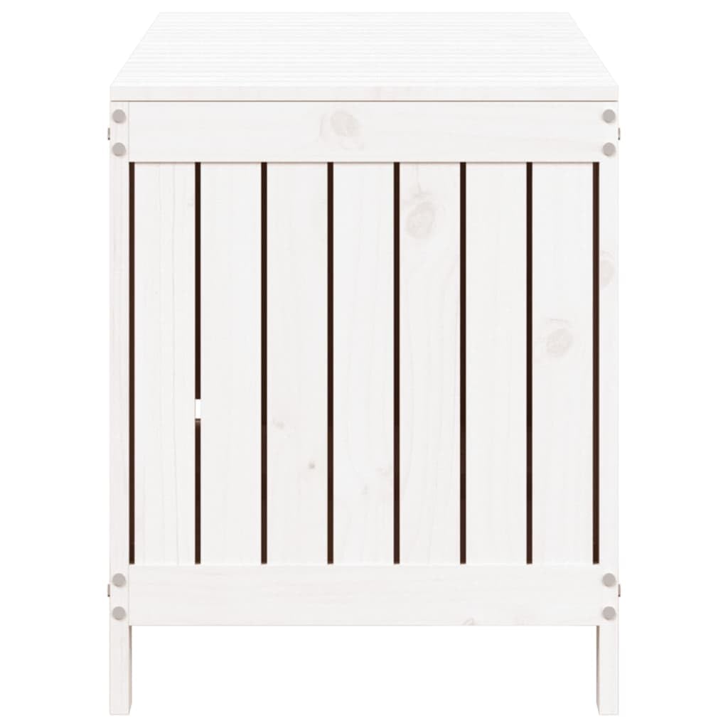 vidaXL Boîte de Rangement de Jardin, Coffre à Outils avec Couvercle, Bac de Rangement, Organisateur de Salon Chambre, Moderne, Blanc Bois de Pin Massif