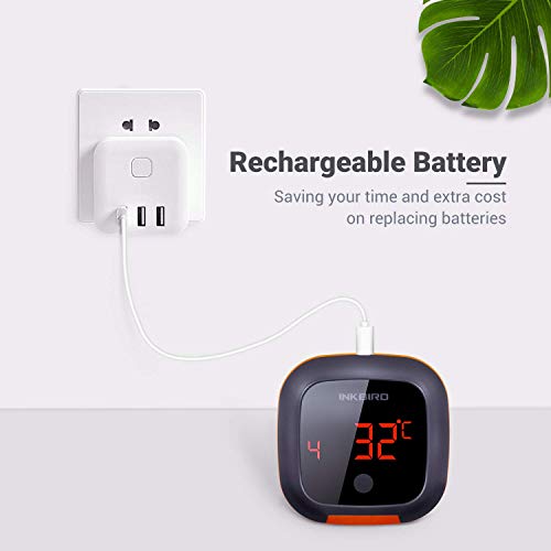 Inkbird Grill Thermometer,Bluetooth Smoker Thermometer,Cooking Digital Bbq Thermometer With 150Ft,Alarm And Timer Kitchen Meat Thermometer For Grilling,Roasting,Oven,3 Meat Probes And 1 Oven Probe #TOP3