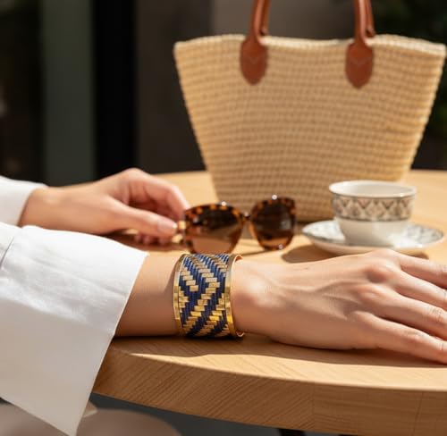 Image of Touchstone Indian Bollywood Desire Brass Base Exotic Workmanship Free Size Cuff Bracelet in Antique Gold Or White Or Copper Tone for Women.