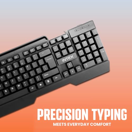 Image of Intex Swift Wired Keyboard (Corona Pro IT-KB333) | USB Plug & Play | 104 Premium Keys | 8 Million Keystroke Lifespan | Spill Resistant | Adjustable Height | 1.5 Meter Cable Length | Black