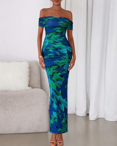 Image of BTFBM Cocktail Dresses for Women 2026 Elegant Classy Off Shoulder Bodycon Mesh Slit Floral Maxi Spring Summer Dress