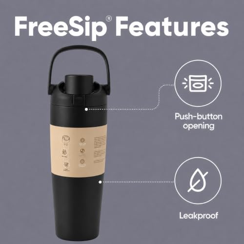 Image of HomeCloud 1200ML Stainless Steel Water Bottle - Double-Wall Vacuum Insulated, Leakproof Straw Lid, BPA-Free Reusable Travel Flask with Two-Way Spout for Gym, Office & Outdoor Use (B Black)