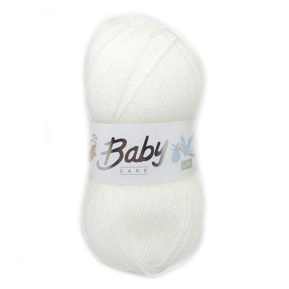 WoolCraft Baby Care 4 Ply Knitting & Crochet Yarn, Popular Range of Excellent Value Baby Yarn Available in a Selection of Pastel Shades, 100% Acrylic, 300 Metres, 100g Balls, Pack of 5, White