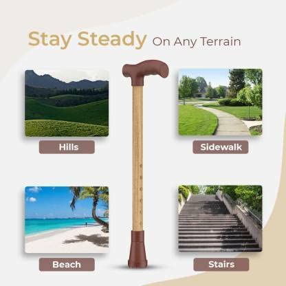 Wooden Brown Walking Stick Adjustable and Anti- Skid Surface for Men and Women Old Age Brown Coated Walking Hand Stick Wooden Brown Walking Stick Adjustable and Anti- Skid Surface for Men and Women Old Age Brown Coated Walking Hand Stick