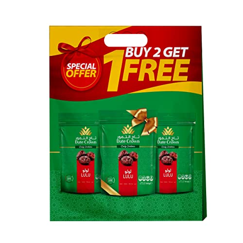 Date Crown Lulu 500gm Pouch (Pack of 3), BROWN