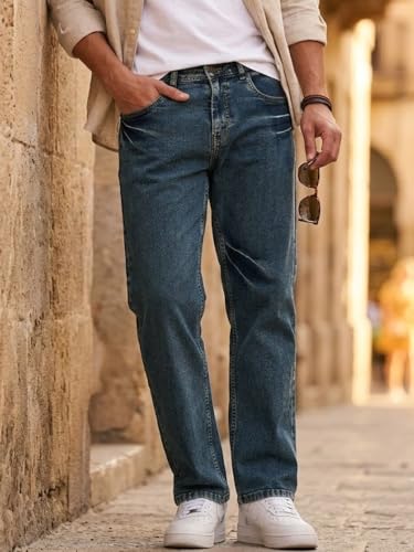 Image of Urbano Fashion Men's Regular Fit Heavy Washed Denim Jeans Stretchable