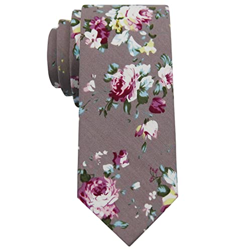 Image of Mantieqingway Floral Ties for Men Skinny Cotton Tie Flower Necktie