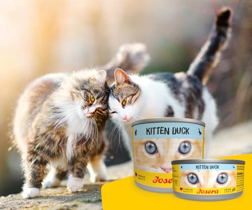 JOSERA Nassfutter Kitten Duck (12 x 85 g) | Kitten | Premium Katzenfutter nass für wachsende Katzen | Ente & Kartoffel | mit Lachsöl | getreidefrei | Anti-Haarballen | Alleinfutter | 12er Pack