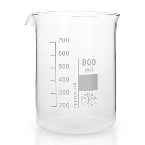 12 x 800ml Becherglas aus hitzefestem Borosilikatglas, graduiert, mit Ausguss, niedrige Form * Messbecher, Bechergläser, Laborglas, Laborbecher *
