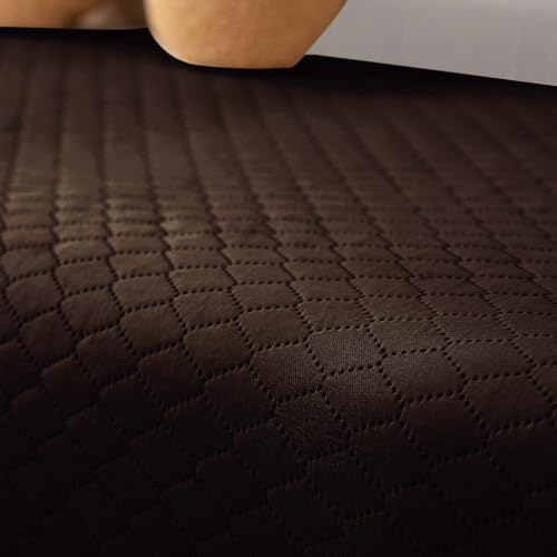 Image of HOKIPO Polyester Quilted Sofa Cover Mats for 1 /2 /3 Seater Sofa and L Shape. Make Your Own Sofa Cover Set, Mat Length 90(D) X 120(L) Cm, Dark Brown (NEW-In-720-Dbr)