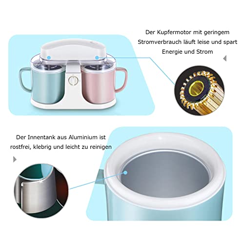 Softeismaschine für Zuhause, Doppeleimer Eismaschine, 1L Automatische Doppelzylinder Mini Frozen Joghurt Maschine, DIY… – Bild 5