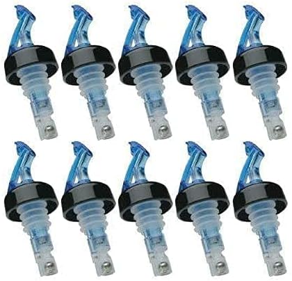 Measured Pourers With BUG & DUST FLAP 1 Oz "BLUE" Measured Pour. #1 Selling Brand- 10 Per Pack, Made entirely in the USA