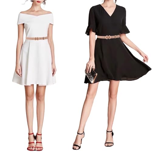 Women's Belt Soft Premium Genuine Leather Belts Waist Belt Solid Color Gold Buckle Waistband For Pants, Jeans & Dress3