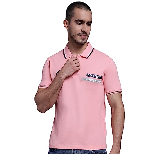 Image of Cantabil Men Cotton Blend Polo Neck Half Sleeve Solid T-Shirt (P MTSH00248)
