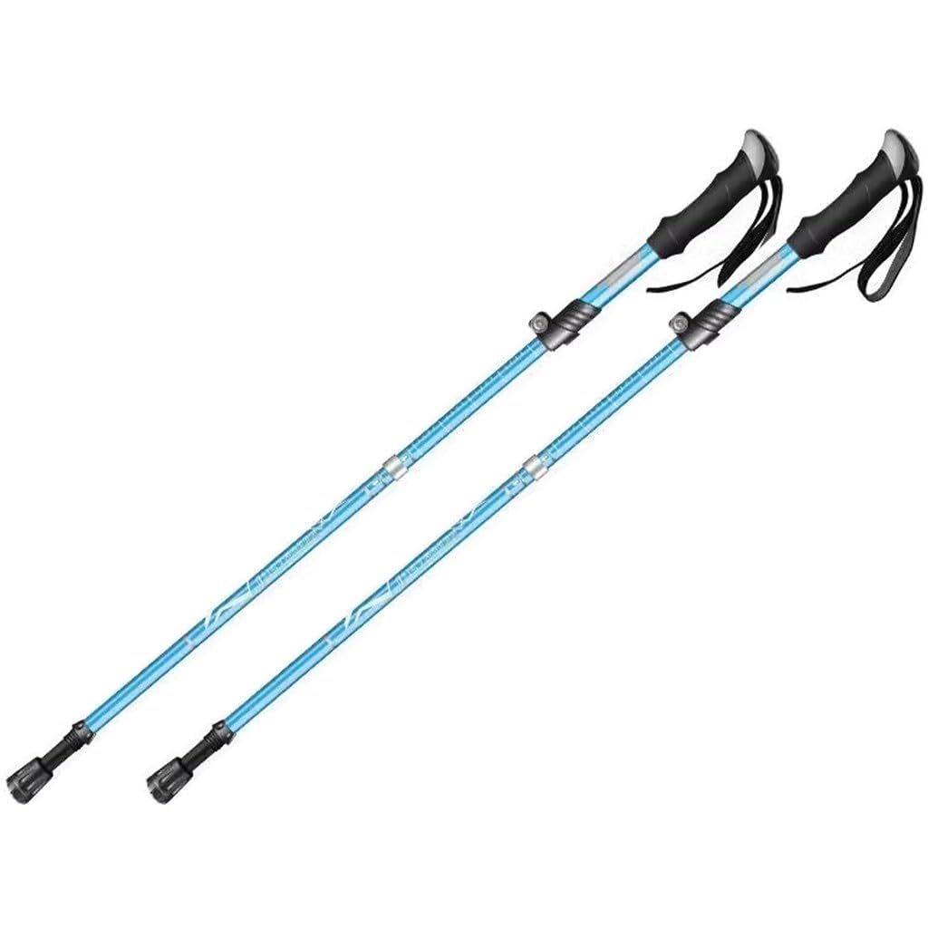 2-Pack Folding Trekking Poles, Adjustable Ultralight Walking Sticks, with EVA Grips + Quick Lock, for Men, Women(Blue Color,95-110cm)