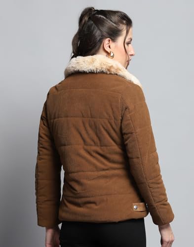 Image of Monte Carlo Womens Solid Khakhi Collar Neck Full Sleeve Jacket