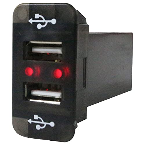 スズキBタイプ ハスラー MR31S H26.1〜 LED/レッド 新設2口 USBポート 充電 12V 2.1A 増設 パネル USBスイッチホールカバー 電源