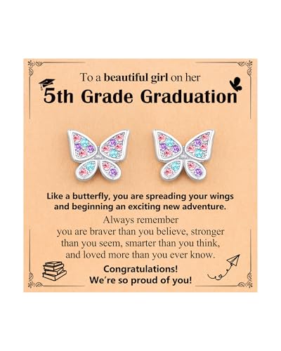 UPROMI 5th Grade Graduation Gifts, Primary Elementary School Graduation Gift Ideas Decorations Grad Graduate Earrings Class of 2025 Congratulations