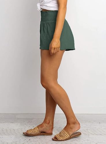 Dokotoo Womens 2023 Elegant Casual Summer Beach Elastic Waist High Waisted Button Down Holiday Shorts For Women For Summer Cute Comfy Short Pants Green Medium #TOP2