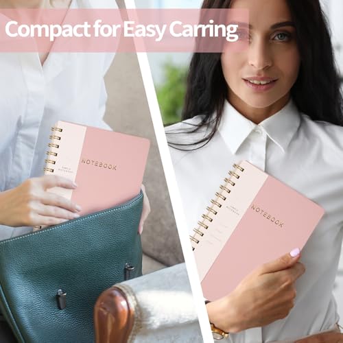 Image of Spiral Notebook-5.75 inch x 8.125 inch College Ruled Journal with Inner Pockets and 160 Pages,PU Leather Cover Business Journal, Twin-Wire Binding Notebook Perfect for Office & Home School Supplies Dark Grey