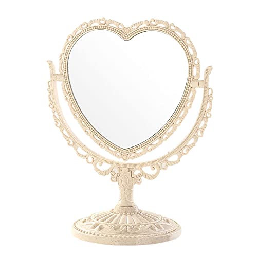 Espejo para maquillaje con forma de corazón amarillo vintage