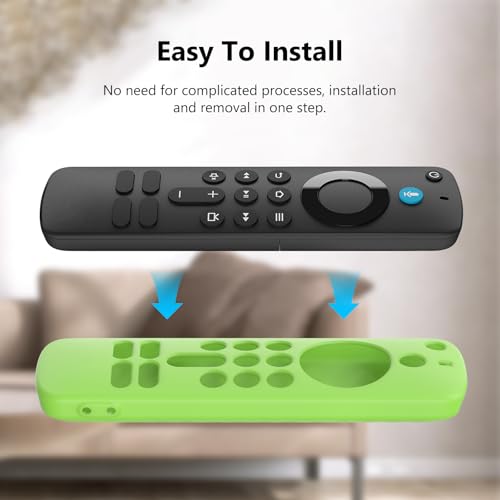 Image of RAYA Silicone TV Remote Cover Compatible with All New Fire TV Stick 4k & Fire Tv Stick HD Remote 2025 Model Protective Case with Lanyard (Luminous Green)