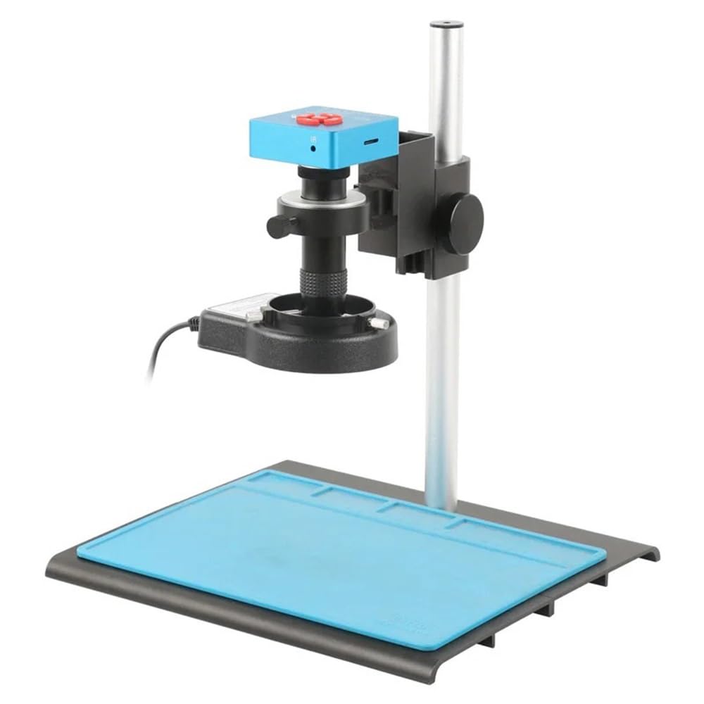 Microscope 4K 55MP HDMI USB Digital Video Microscope Camera Adjustable Magnification 1-130X C Mount Lens Zoom Stand 56 LED Ring Light