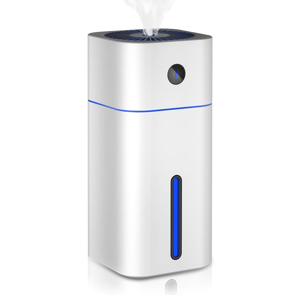 Mini Cool Mist Humidifier Portable - Personal 180ML and 7 Colors LED Night Light with USB - Whisper Quiet Operation Automatic Shut-Off with Adjustable Mist Mode for Home/Office/Bedroom/Baby Room-Black