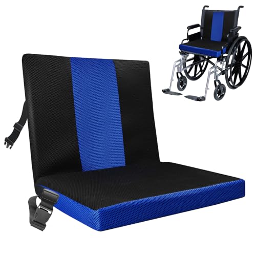WAOBE Thick Wheelchair Seat Cushion for Seniors Soft Washable Wheelchair Cushions for Adults for Sciatica & Tailbone Pain Relief, 18.5 X 15.7 X 1.9 (Blue)