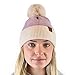 C.C Winter Solid Dual Color Ribbed Knit Pom Cuff Beanie Hat, Lavender