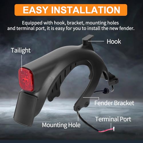 Scooter Achterspatbord, Spatbord voor Segway Ninebot Max G2 Elektrische Scooter, Scooter Achterspatbord Vervanging met Achterlicht Montage - Afbeelding 6