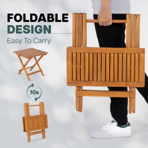 Idzo PADK Mira Acacia Wood Folding Bistro Side Table Outdoor thumb #3