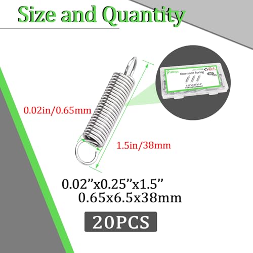 Image of 20PCS Extension Spring 1 /4 Inch x 1-1 /2 Inch Zinc Plated Extension Springs for Home Repairs & DIY