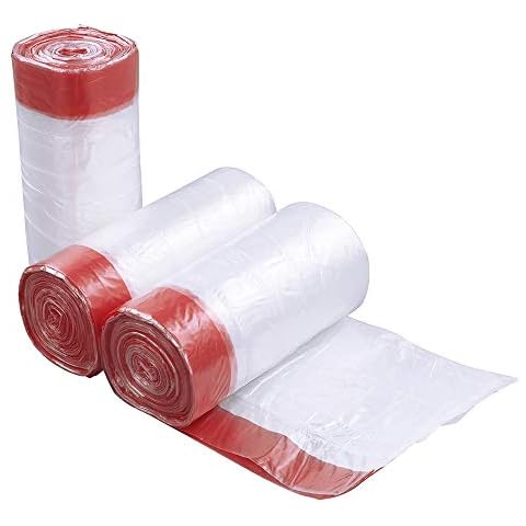 Fosly Thick Kitchen Bin Liners 5-6 L, Strong Drawstring Bin Bags, Transparent Bin Bags Cover
