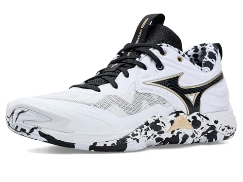 Mizuno Unisex Wave Momentum Elite Volleyball Shoe, White-Gold, US Unisex 10