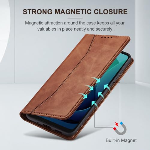 Image of Jasonyu Flip Wallet Case for Moto G 5G (2024),Brown