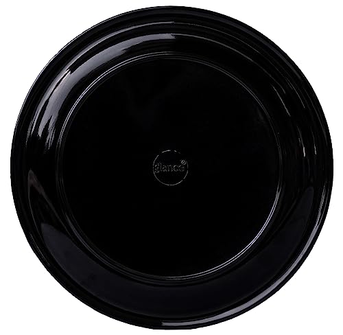 Image of Melamine Dinner Plates Set of 6, 11 Inch Round Full Serving Plates, Lightweight, Break Resistant, Dishwasher Safe, Food Grade - Black Marble Design