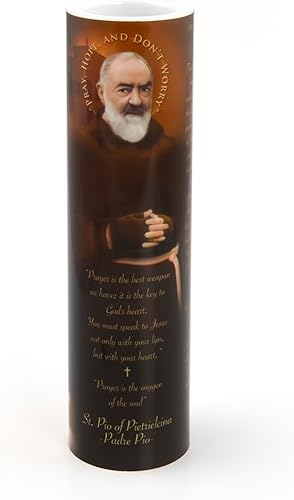 St Padre Pio, vela LED sin llama de oración devocional