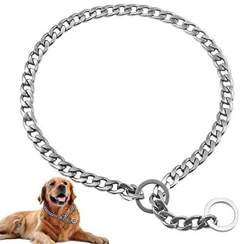 Collare per Cani Catena in Metallo Ferro Collare, per Cane Taglia Grande Media Piccola Basic Catena di Collare per Addestramento Animali, Collare Strozzo Acciaio (argento, XL-4,0mm×65cm)