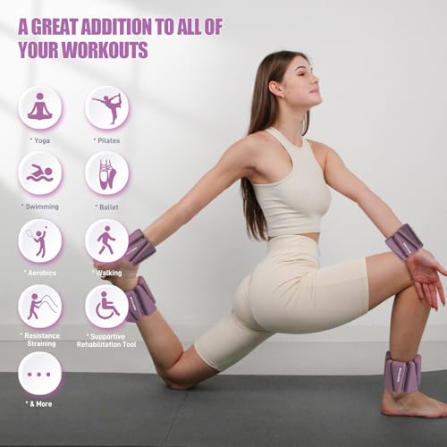 Image of BECOJADDE Ankle Weights Set of 2 (1 lb /2 lb /3 lb Each) Adjustable Wrist Weights for Women Men Wearable Arm Leg Weight for Pilates, Running, Walking, Workout, Yoga