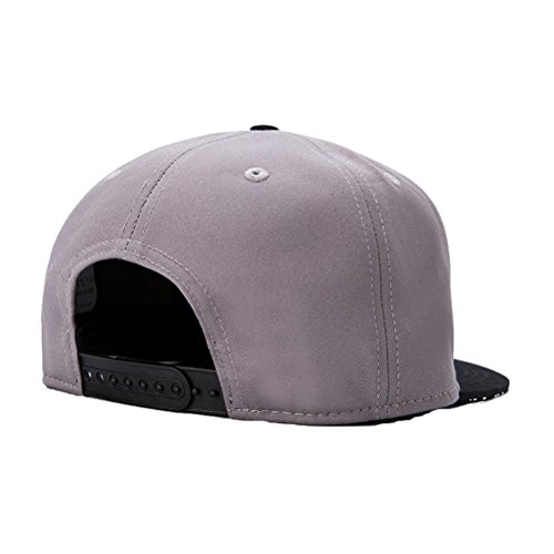 Quanhaigou Men's Spade Embroidery Snapback, Grey Skeletion Skull Baseball Hat Flat Bill Brim Poker Dad Caps,Hip Hop Boy's Cap #TOP1