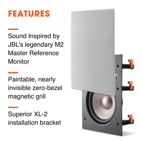 Jbl Studio 2 8Iw In-Wall Speaker - 8” - Cinema-Quality Sound At Home - Low Distortion & Accurate Sound Reproduction - Paintable, Invisible, Zero-Bezel Grill - Quick & Easy Install #TOP2