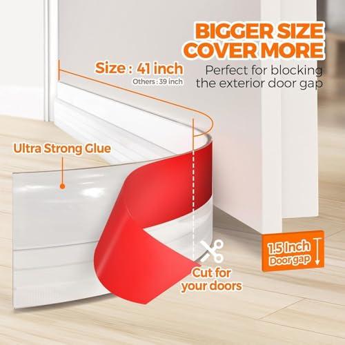 Image of NORIQSilicone Self Adhesive Door Bottom Sealing Strip Guard for Home Door Protector for Home from Dust, Insects, Waterproof, Soundproof Door Seal, Door Air Blocker 1 Meter (1 Meter, White) (White)