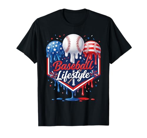 Baseball Life Style 4th of July Youth Drip Baseball Boy Kids T-Shirt