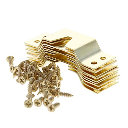 Image of MroMax 10PCS Keyhole Hanging Plate 2.48 inch x 0.79 inch Single Hole Hook Metal Keyhole Hangers Keyhole Hanging Fasteners for Mirror Picture Frames Gold